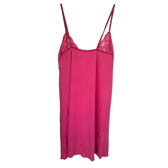 Le Jardin Women's Chemise Mini Sleep Dress Sleeveless Size M Pink w/ Lace - Picture 2 of 6